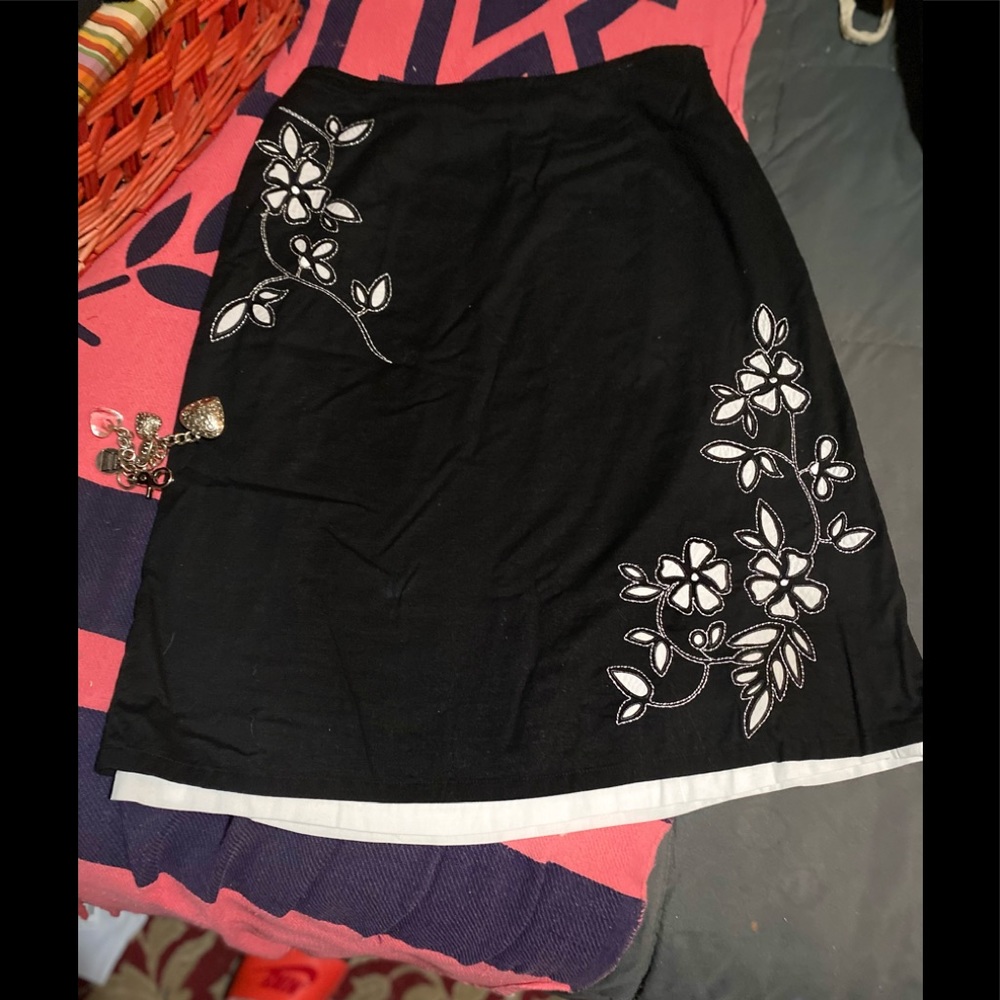 NWOT Talbots midi skirt blue w/ white slip under